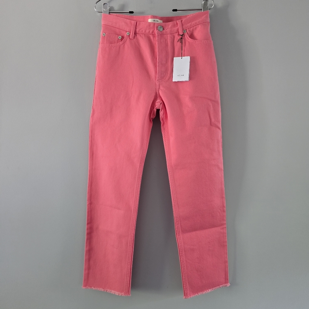 Celine Pink Straight-Leg Button Fly Crop Jeans Size 34/US 2